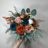 Wedding Dark Teal Bouquet Rust Terracotta Bridal Dusty Rose Bridesmaids Burnt Orange Bouquet Teal Terracotta Artificial Flowers Bouquet