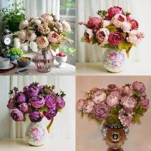 Vintage Peony Bridal Hydrangeas Silk Flower Wedding Decor Bridesmaid Bouquet