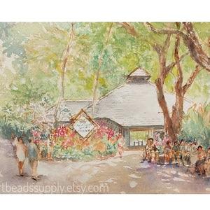 Orchid Garden, Singapore Botanic Gardens, Original watercolor painting,  asia travel, not a print, id220507, spring wallart, landscape