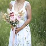 Peony Bridal Bouquet l Blush Pink & Sage Bouquet l Boho Bouquet
