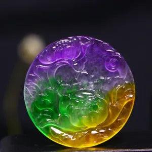 Perfect High Ice China Jadeite Jade Precision Carved Peony Flower Pendant m366