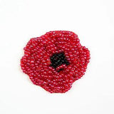 Lily 1.75"x2" Red Black Beaded Poppy Flower Sewing Applique Patch Veteran's Day