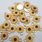 10pcs Sunflower Charm |Sunflower Charm| Bulk Sunflower Charms| Flower Charms| Sunflower Connector Charms| Sunflower Connector Charm