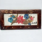 Vintage Pressed Dried Flowers Foliage Wood Hanging Keys Wall Decor Signed 8x17