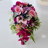 Real touch orchid bridal cascading bouquet, real touch Phalaenopsis bouquet, real touch ranunculus bouquet, Phalaenopsis cascading bouquet