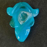 45mm Carved Stone Pendant Flower, Orchid Hand Carved Gemstone Stone Pendant 45x35x11mm Turquoise Blue Druzy Geode Stone Flower Pendant Bead