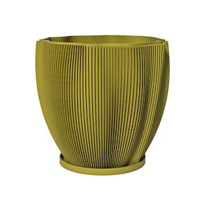 Planter Pot With Drainage, Pear Green Coconut Design for Small and Large Plants [Water Plate Included] Outdoor and Indoor use Plant Pot
