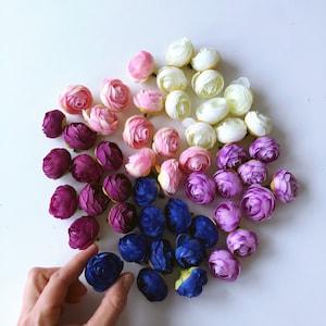 9 ranunculus flower buds for DIY, Artificial silk flowers, ranunculus head set, 3.3cm/1.3 inches diameter
