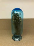 Blue Glass Globe with dried flowers 6"