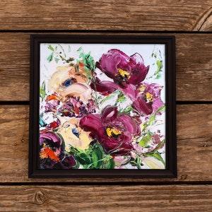 Peony Floral Painting On Canvas Purple Peonies Floral Original Oil Painting Original Art Abstract Flower Painting Modern Bouquet Painting