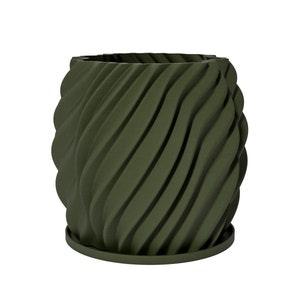 Planter Pot With Drainage, Avocado Green Opal Design for Small and Large Plants [Water Plate Included] Outdoor and Indoor use Plant Pot