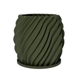 Planter Pot With Drainage, Avocado Green Opal Design for Small and Large Plants [Water Plate Included] Outdoor and Indoor use Plant Pot