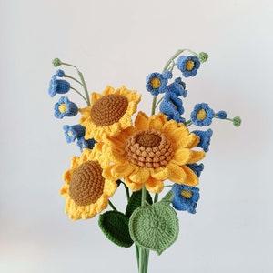 Woolen knitting sunflowers,lily of the valley,christmas Gift,gfit for her,hand-crocheted flowers made,gift for girlfriend