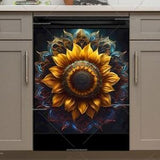 Kitchen Dishwasher Magnet Cover - Beautiful Bohemian Sunflower Mandala #md1951