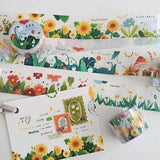 Midsummer Washi and Clear Tape, Flower Patch Masking Tape, Orange Studio, Hydrangea, Mushroom, Orchid, Tulip, Sunflower Decorative Tape