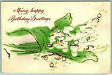 Lily of the Valley Happy Birthday Greetings Embossed Unused UDB Postcard I3