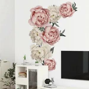 Peony Rose Flowers Wall Sticker Art Waterproof Decals Kids Room Home Decor PVC