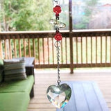 Personalised suncatcher with large crystal, small rose beads, window ornament , heart or teardrop crystal