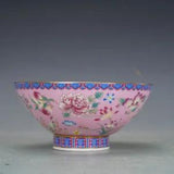 5.1" Chinese Qing Colour Enamels Porcelain Plum Blossom Peony Flower Peach Bowl