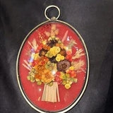 Vintage Cideart Wall Art Dried Flowers Oval Frame Dome Glass
