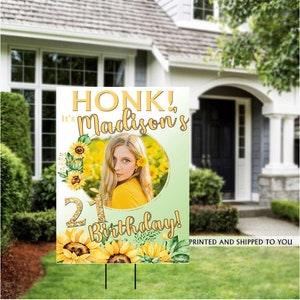 Sunflower Custom Lawn Sign, Sunflower Birthday, Sweet 16, Sunflower Design, Sunflower Decoration, Happy Birthday Sign, Honk it's my Birthday