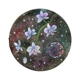 Starry Orchid (Print) | Watercolor art | 5x7 | Floral art | Flowers and Stars art | Crescent Moon art | Night Sky art |