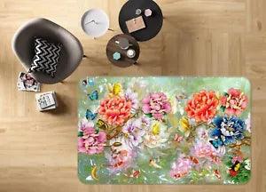 3D Peony Flower Butterfly NAO11146 Game Rug Mat Elegant Photo Carpet Mat Fay
