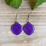Purple Orchid Earrings, Vanda Orchid Flower Jewelry, Tropical Earring, Resin Flower, Floral Earring, Vanda Princess Mikasa Blue, Orchid Gift