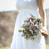 Lovely Bridal Bouquet l Eucalyptus & Pink Rose Bouquet l Dried flowers Bouquet l Gift For Her