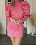 NWT ROTATE Birger Christensen Puff Sleeve Mini Dress Carnation Pink Sz 6