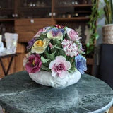 Large Vintage Aynsley Bouquet 20 Flowers (with Crack in Pot Base & Chipped Leaf)