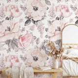 Rose peel and stick wallpaper, Blush floral wallpaper,  Rose vintage wallpaper,  Peel and stick wallpaper boho, Dainty flower wallpaper