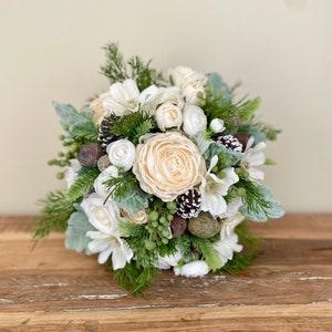 WINTER WEDDING BOUQUET , White Cream Winter Wedding Bouquet , High Quality Wedding Bouquet , White, Sage , Rose, Christmas, Winter