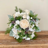 WINTER WEDDING BOUQUET , White Cream Winter Wedding Bouquet , High Quality Wedding Bouquet , White, Sage , Rose, Christmas, Winter