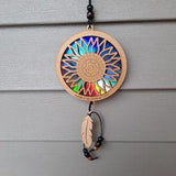 Sunflower Suncatcher | Laser Cut Wood with Repurposed DVDs