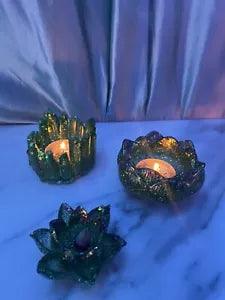 Resin Craft Candle Set (Green Flower)