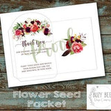 Floral Baby Shower Favor, Baby Shower Thank You Favor, Boho, Flower Seed, Baby Girl Shower, Seed Packet, Baby In Bloom Printable DIY