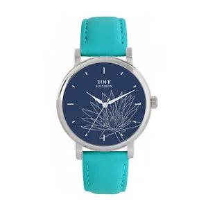Toff London TLWS-77757 Ladies Grey Water Lilies Flower Watch
