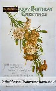 ANTIQUE 1917 BIRTHDAY GREETINGS Carnation Flowers "ALPHA" Publishing Postcard