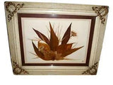 Vintage Shabby Dried Pressed Flowers Leaves Picture Wooden Frame Wreath Accent