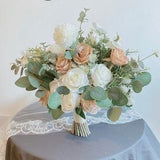 Wedding bouquet,white  greenery champagne,beige,cream ivory bouquet,bridal bridesmaid bouquet,peonies rose eucalyptus