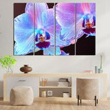Orchid Branch Glows with Neon Light Beautiful Yakara Orchid on Large Canvas Orchid Picture for Wall Decor in House Cool Housewarming Decor