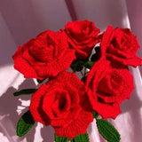 Crochet Rose, Set of 2, Handmade knitted Flower, Knitted Rose, Rose Bouquet, Red rose, Crocheted Flowers, Home Decor, Valentine's Gift, Gift