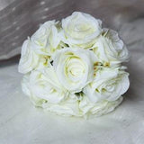 White Flower Bouquet Silk Rose Flower Bouquet Cream White Bridesmaids Bouquet Artificial Flower Bouquets Silk Roses ZHHSZ10-01