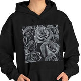 Black and White Roses Hoodie, Monochrome Flower Bouquet Image  Warm, Soft Sweaters, Romantic Stylish Gift, Original Design Listed by Artist
