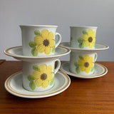 Royal doulton sunny days cups saucers vintage teacup sets yellow brown beige dinnerware retro tea set mid century modern dinnerware Boho