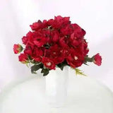 Multi-color beautiful 5 big heads 2 small buds retro peony fake silk flower