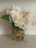 Artificial Floral Bouquet in Glass Vase with Twine and Faux Water, 9x3 1/4???