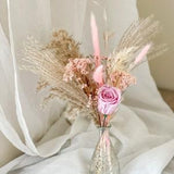 Light Purple Pampas Preserved Rose Natural Centerpiece, bouquet for bud vase, Rose Bouquet Arrangement, Everlasting arrangement
