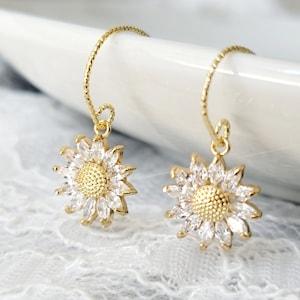 Sunflower earrings,sunflower jewelry,flower earrings,floral earrings,dangle summer earrings,japanese kawaii earrings,cute korean earrings